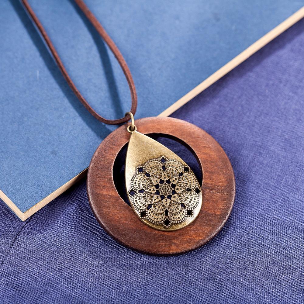Wooden Pendant Long Necklace Pendant Necklaces Coostuff Official Store