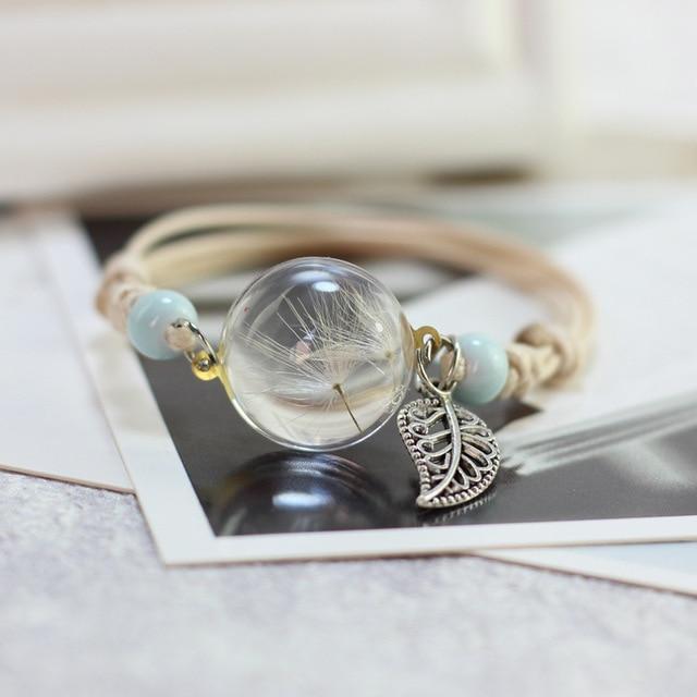 Woven Dried Lucky Flower Glass Beads Bracelet Strand Bracelets LKO Official Store two Dandelion