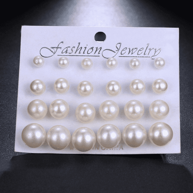 12 Pieces Single Color Simulated Pearl Stud Earrings For Women Stud Earrings KISSWIFE Official Store 