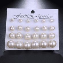12 Pieces Single Color Simulated Pearl Stud Earrings For Women Stud Earrings KISSWIFE Official Store 