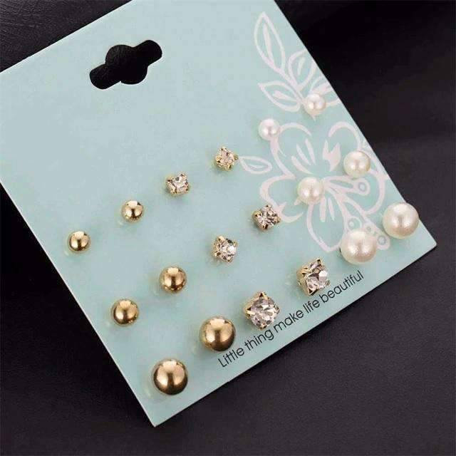 12 Pieces Single Color Simulated Pearl Stud Earrings For Women Stud Earrings KISSWIFE Official Store Gold10 