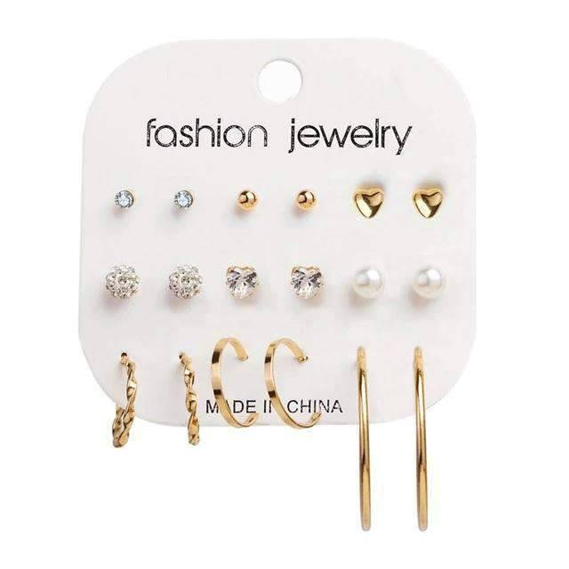 12 Pieces Single Color Simulated Pearl Stud Earrings For Women Stud Earrings KISSWIFE Official Store Gold14 