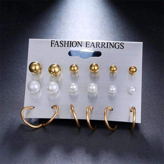 12 Pieces Single Color Simulated Pearl Stud Earrings For Women Stud Earrings KISSWIFE Official Store Gold6 