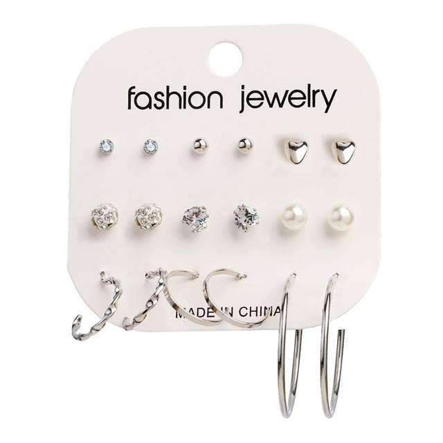12 Pieces Single Color Simulated Pearl Stud Earrings For Women Stud Earrings KISSWIFE Official Store Silver15 