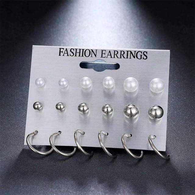 12 Pieces Single Color Simulated Pearl Stud Earrings For Women Stud Earrings KISSWIFE Official Store Silver7 