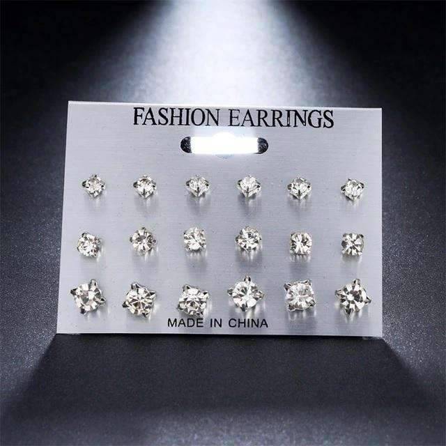 12 Pieces Single Color Simulated Pearl Stud Earrings For Women Stud Earrings KISSWIFE Official Store Silver9 