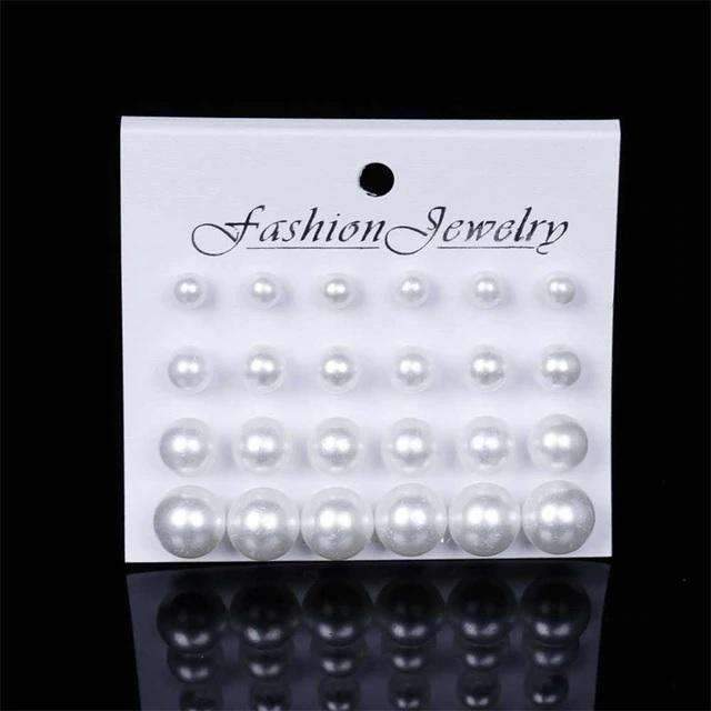 12 Pieces Single Color Simulated Pearl Stud Earrings For Women Stud Earrings KISSWIFE Official Store White 