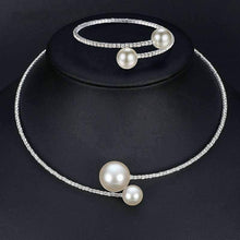 2 in 1 Pearl and Crystal Set Bridal Jewelry Sets For Women Bridal Jewelry Sets mecresh Official Store Silver Plated Clear