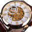 3D Logo Design Hollow Engraving Skeleton Men’s Mechanical Watch Mechanical Watches GMT Brown 