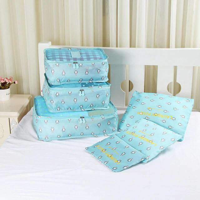 6 PCs Set High Quality Oxford Cloth Luggage & Travel Bag Travel Accessories Looking for the ownerof bag. Store penguin blue 