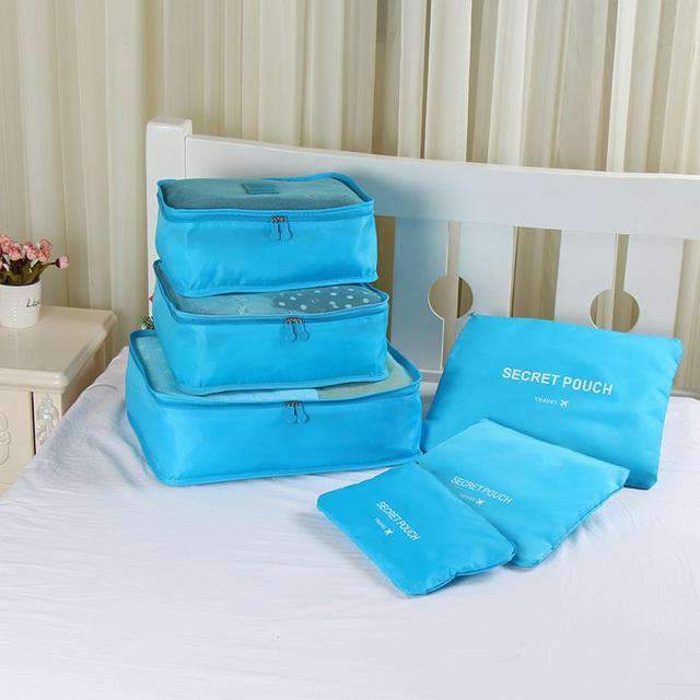 6 PCs Set High Quality Oxford Cloth Luggage & Travel Bag Travel Accessories Looking for the ownerof bag. Store sky blue 