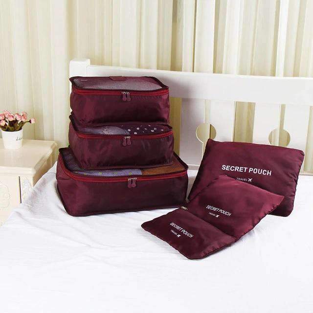6 PCs Set High Quality Oxford Cloth Luggage & Travel Bag Travel Accessories Looking for the ownerof bag. Store Wine red 