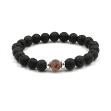 8mm Black Lava Stone Beaded Unisex Yoga Bracelet Strand Bracelets MARC KATE Official Store Black Multicolored 
