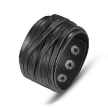Adjustable Genuine Leather Bracelet with Alloy Buckle Wrap Bracelets bamoer Official Store Black