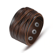 Adjustable Genuine Leather Bracelet with Alloy Buckle Wrap Bracelets bamoer Official Store Brown