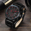 Army Leather Sports Wrist Watch Quartz Watches VANA Trade Black Red 