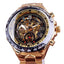 Bezel Golden Skeleton Design Waterproof Mechanical Watch For Men