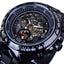 Bezel Golden Skeleton Design Waterproof Mechanical Watch For Men Mechanical Watches GMT Black 