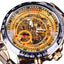 Bezel Golden Skeleton Design Waterproof Mechanical Watch For Men Mechanical Watches GMT Golden 