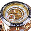 Bezel Golden Skeleton Design Waterproof Mechanical Watch For Men Mechanical Watches GMT White Golden 