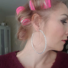 Big Crystal Hoop Earrings Hoop Earrings jztop Official Store silver 70mm 