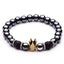 Black Hematite Bead Strand Bracelet For Men With Crown Strand Bracelets HelloLeo 