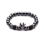 Black Hematite Bead Strand Bracelet For Men With Crown Strand Bracelets HelloLeo 