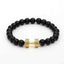 Black Hematite Bead Strand Bracelet For Men With Crown Strand Bracelets HelloLeo B020033 