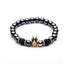 Black Hematite Bead Strand Bracelet For Men With Crown Strand Bracelets HelloLeo B020212 