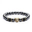 Black Hematite Bead Strand Bracelet For Men With Crown Strand Bracelets HelloLeo B020335 