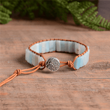 Bohemia Stone Beaded Leather Cuff Bracelet Wrap Bracelets YGLINE Store 