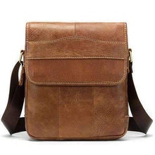 Casual Genuine Leather Small Flap Crossbody Bag for Men Crossbody Bags MVA Bags Factory Sell store 1121yellow brown 27CM