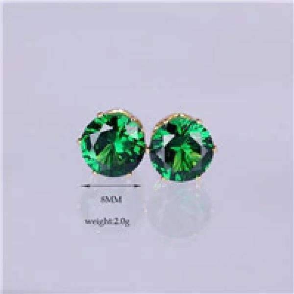 Colorful Zirconia Crystal Stud Earrings For Women Stud Earrings wproduby Official Store gold green 