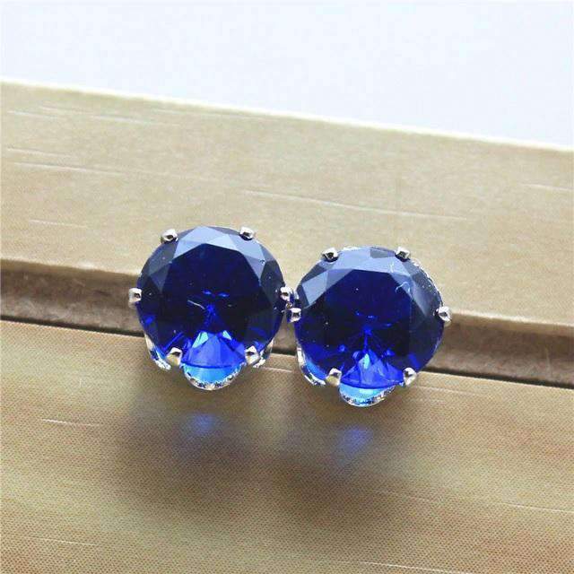 Colorful Zirconia Crystal Stud Earrings For Women Stud Earrings wproduby Official Store Silver blue 