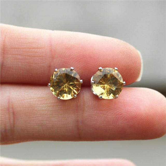 Colorful Zirconia Crystal Stud Earrings For Women Stud Earrings wproduby Official Store silver Champagne 