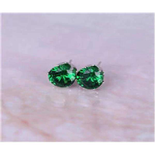 Colorful Zirconia Crystal Stud Earrings For Women Stud Earrings wproduby Official Store Silver green 