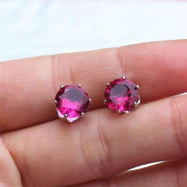 Colorful Zirconia Crystal Stud Earrings For Women Stud Earrings wproduby Official Store silver rase 