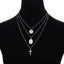 Cross Virgin Mary Multilayer Necklace Pendant Necklaces IngeSight.Z Official Store Silver Color 