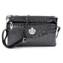 Crossbody Double Zipper Shoulder Leather Clutch Bag for Women Clutches HuiHan Trading Co.,Ltd. Store black