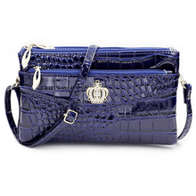 Crossbody Double Zipper Shoulder Leather Clutch Bag for Women Clutches HuiHan Trading Co.,Ltd. Store blue