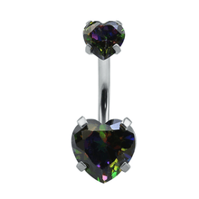 Crystal Heart Navel Piercing Body Jewelry Body Jewelry Mybic Store Black 