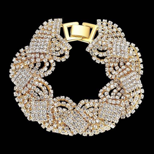 Crystal Tassel Bridal Jewelry Sets Bridal Jewelry Sets mecresh Official Store Gold Color Bracelet Clear 