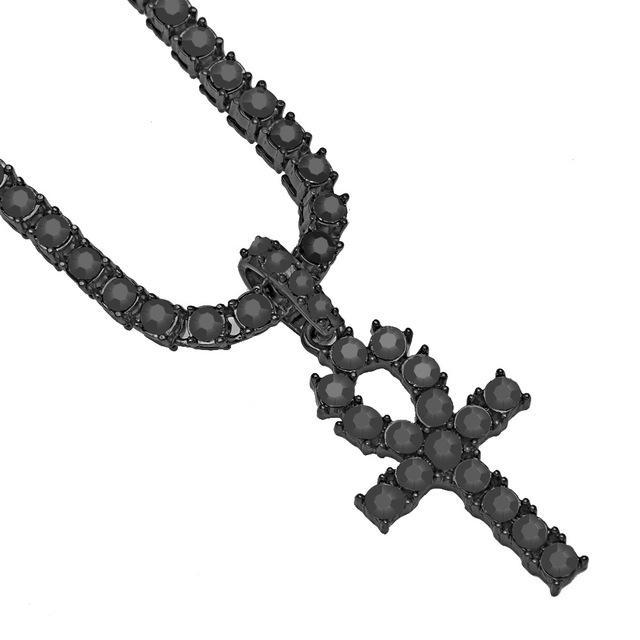 Egyptian Key to Life Cross Vintage Necklace Pendant Necklaces qijewells Store black tennis ankh 30in 1 row chain 