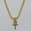 Egyptian Key to Life Cross Vintage Necklace Pendant Necklaces qijewells Store green ankh gold 30in 1 row chain 