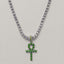 Egyptian Key to Life Cross Vintage Necklace Pendant Necklaces qijewells Store green ankh silver 30in 1 row chain 