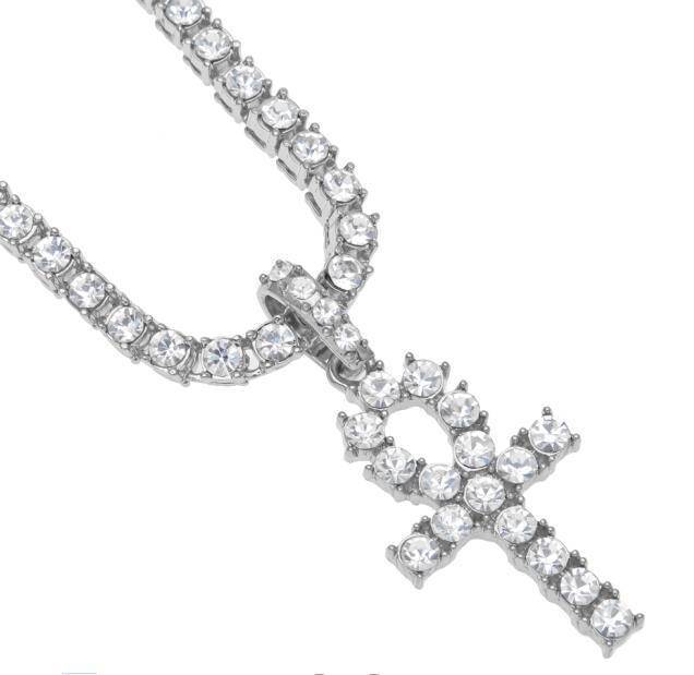 Egyptian Key to Life Cross Vintage Necklace Pendant Necklaces qijewells Store silver ankh tennis 30in 1 row chain 