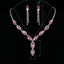 Fashion Leaf Pink Crystal Jewelry Sets Bridal Jewelry Sets Loving You Wedding Store Silver Plated Pink 