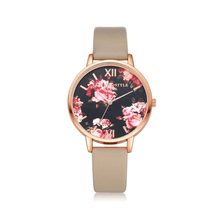Fashion Leather Strap Rose Gold Women’s Dress Watch Women's Watches 77 Queens Store Beige