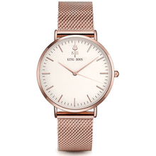 Fashion Luxury Steel Mesh Ultra Thin Dress Watch For Women Women's Watches KING HOON factory Store STEEL ROSE WHITE