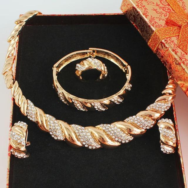Gold Color African Jewelry Sets Bridal Jewelry Sets Carol Jewelry set add box 